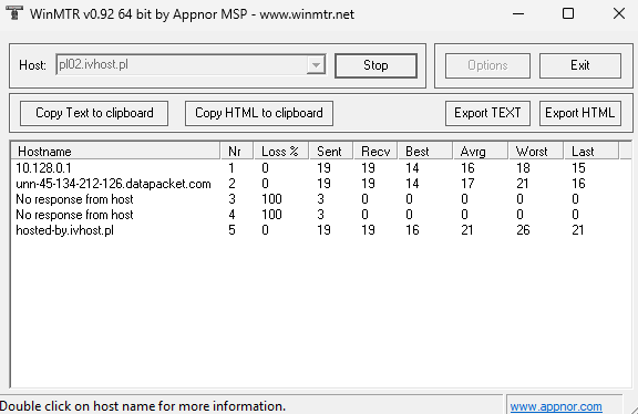 Program WinMTR